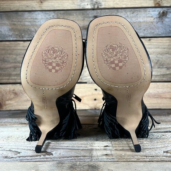 Vince Camuto Amenala Heeled Peep Toe Bootie - Black Leather - 6 - NWOB - Picture 7 of 8